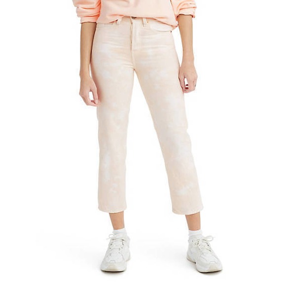 Levi's Denim - NEW Levis Wedgie Straight Jeans High Rise Denim Tie Dye Button Fly Pink Peach 27